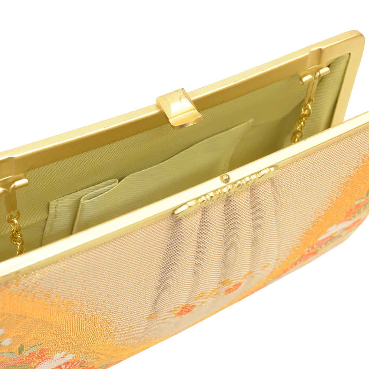 Vintage Japanese Kimono Accessories | Zori & Bag Set | Gold | Pine Pattern | Obi Fabric | 3-layer Sole | Formal | Sustainable | kkb4368b