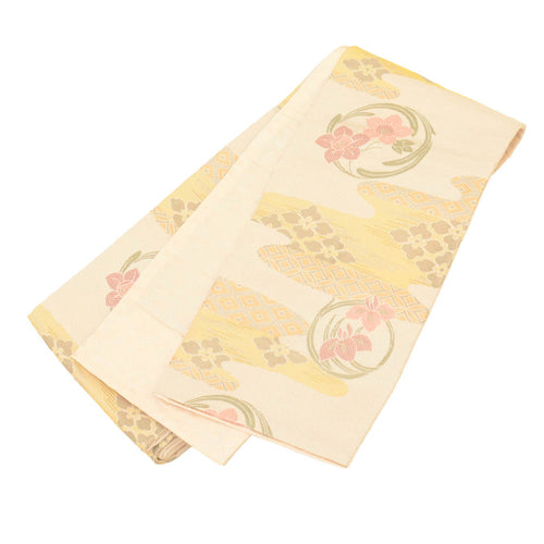 Vintage Japanese Kimono Accessories | Hanhaba Obi | Synthetic | E-gasumi Floral | Washable | Full-pattern | Sustainable | kkb4382b