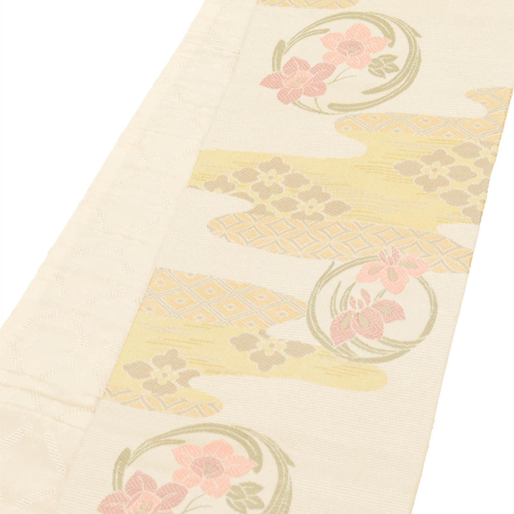 Vintage Japanese Kimono Accessories | Hanhaba Obi | Synthetic | E-gasumi Floral | Washable | Full-pattern | Sustainable | kkb4382b