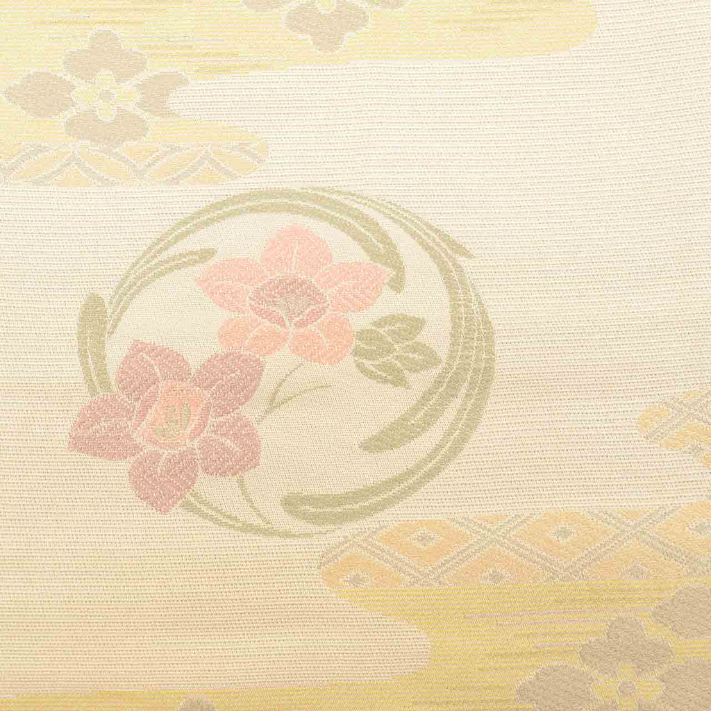 Vintage Japanese Kimono Accessories | Hanhaba Obi | Synthetic | E-gasumi Floral | Washable | Full-pattern | Sustainable | kkb4382b