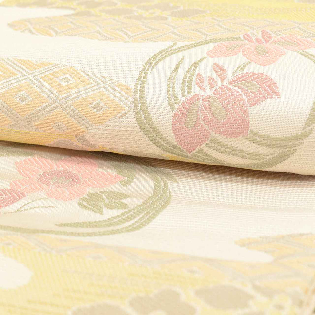 Vintage Japanese Kimono Accessories | Hanhaba Obi | Synthetic | E-gasumi Floral | Washable | Full-pattern | Sustainable | kkb4382b