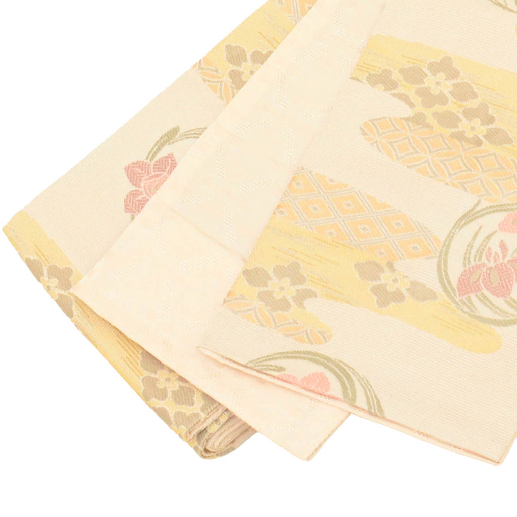 Vintage Japanese Kimono Accessories | Hanhaba Obi | Synthetic | E-gasumi Floral | Washable | Full-pattern | Sustainable | kkb4382b
