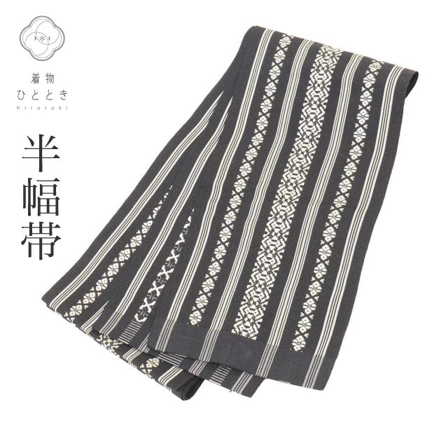 【中古】 半幅帯 帯 リサイクル 特品 正絹 絹 博多織 博多帯 献上柄 仕立て上がり 全通柄 カジュアル 浴衣 袴 紬 小紋 浴衣 SILK シルク kimono リユース kkb4385b