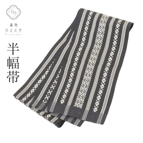 【中古】 半幅帯 帯 リサイクル 特品 正絹 絹 博多織 博多帯 献上柄 仕立て上がり 全通柄 カジュアル 浴衣 袴 紬 小紋 浴衣 SILK シルク kimono リユース kkb4385b