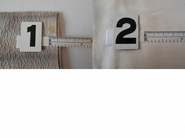 [Used] Recycled Kimono (Komono style) - Length 162.5cm (64.0in), Sleeve Length 65.8cm (25.9in), Pure Silk, Crepe, Recycled Women's Size ML, Grayish Tones, Striped Pattern, High Quality, Semi-Formal, Spring, Summer, Autumn, Winter, Ready-made 