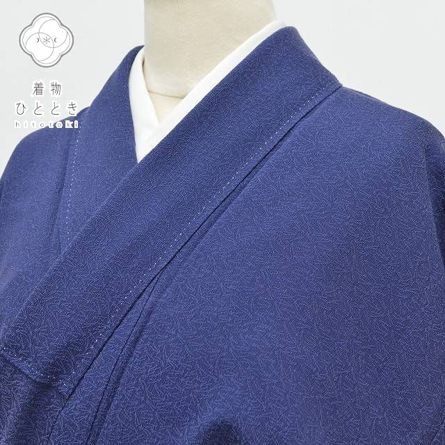 【中古】 小紋 リサイクル着物 身丈152cm 裄丈61cm 正絹 縮緬 仕立て上がり 紋付 女性 S S 紺色系 松葉文様 特品 [ 和服 着付け教室 お茶 女性 カジュアル 初詣 アウトレット きもの kimono 着物ひととき] pp0522b