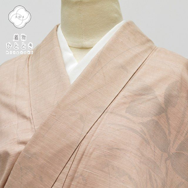 【中古】 リサイクル着物 身丈159.5cm 裄丈64cm 真綿紬 正絹 仕立て上がり 女性 M M 茶色系 草花文様 特品 [ 着物 中古 帯 リサイクル 振袖 浴衣 袴 和服 古着 ] pp1067b
