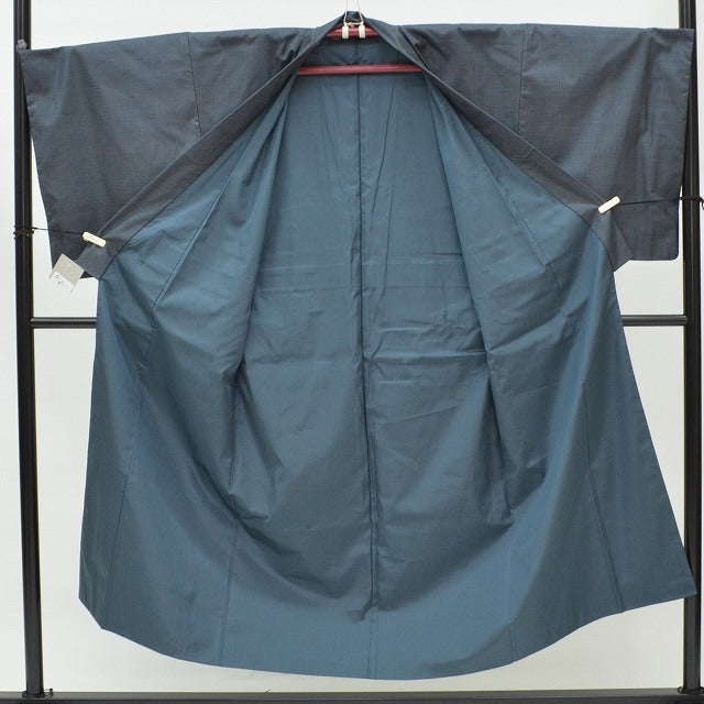 [Used] Recycled Kimono Ensemble, Men's Oshima Tsumugi Silk Kimono and Haori, with Certificate of Authenticity, Brown and Blue, Excellent Quality ★★★★★ [Kimono, Used, Obi, Recycled, Furisode, Yukata, Hakama, Japanese Clothing, Vintage Clothing] pp1180b 