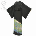 【中古】 リサイクル着物 身丈159.5cm 裄丈65.5cm 黒留袖 正絹 五つ紋 比翼付き 仕立て上がり 翠峯 落款有 M M 黒色系 風景文様 特品 [ 着物 中古 帯 リサイクル 振袖 浴衣 袴 和服 古着 ] pp1806b