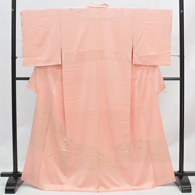 Vintage Japanese Kimono | Houmongi | Pink Silk | Geometric Pattern | One Crest | Size M | Sustainable | qq1810b