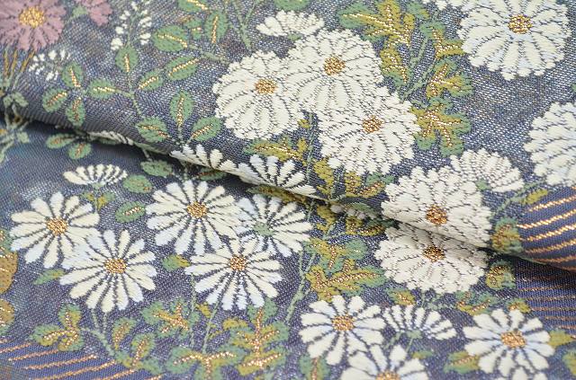 Vintage Japanese Obi | Fukuro Obi | Purple Silk | Four-season Floral | Six-width | Excellent | Sustainable | qq1917b