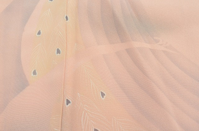 Vintage Japanese Kimono | Houmongi | Pink Silk | Bird Pattern | Petite Size S | Sustainable | qq1922b