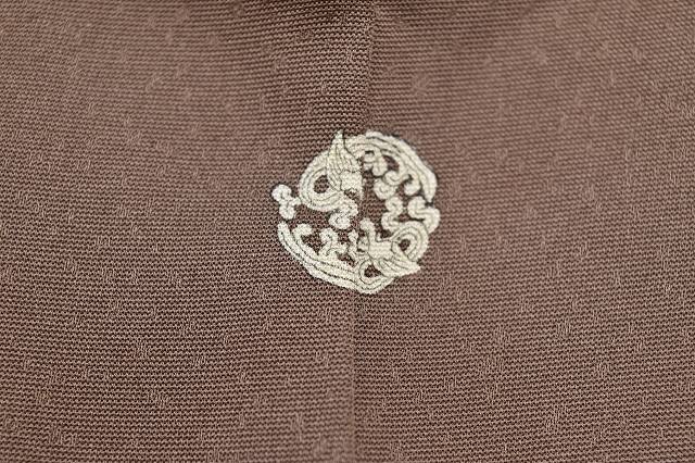 Vintage Japanese Kimono | Houmongi | Brown Silk | Wave Floral Arabesque | One Crest | Size L | Sustainable | qq1949b