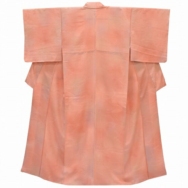 Vintage Japanese Kimono | Iro-Muji | Pink Orange Silk Crepe | Shibagusa Ground Weave | One Crest | Petite Size S | Sustainable | qq2180b