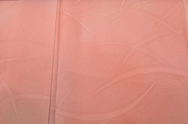Vintage Japanese Kimono | Iro-Muji | Pink Orange Silk Crepe | Shibagusa Ground Weave | One Crest | Petite Size S | Sustainable | qq2180b