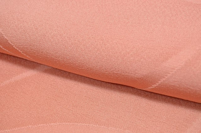Vintage Japanese Kimono | Iro-Muji | Pink Orange Silk Crepe | Shibagusa Ground Weave | One Crest | Petite Size S | Sustainable | qq2180b