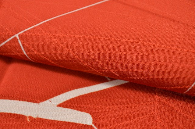 Vintage Japanese Kimono | Komon | Orange Silk Crepe | Floral | Retro | Petite Size S | Sustainable | qq2186b