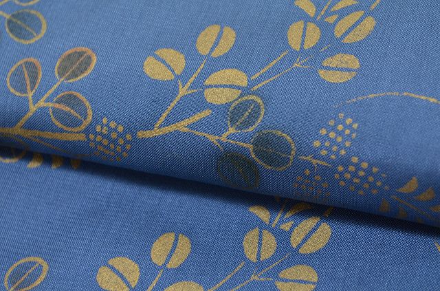 Vintage Japanese Kimono | Dyed Oshima Tsumugi | Navy Silk | Botanical Pattern | Size L | Sustainable | qq2219b
