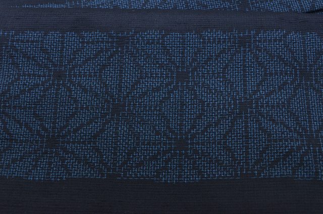 Vintage Japanese Kimono | Tsumugi | Navy Silk | Hemp Leaf Pattern | Petite Size S | Sustainable | qq2221b