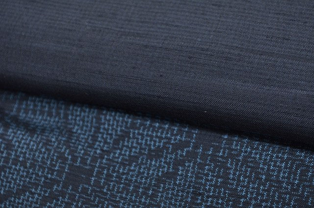 Vintage Japanese Kimono | Tsumugi | Navy Silk | Hemp Leaf Pattern | Petite Size S | Sustainable | qq2221b