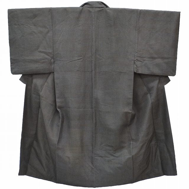 Vintage Japanese Kimono | Men's Tsumugi & Haori Set | Brown Silk | Geometric Wari-tsuke Pattern | Sustainable | qq2245b