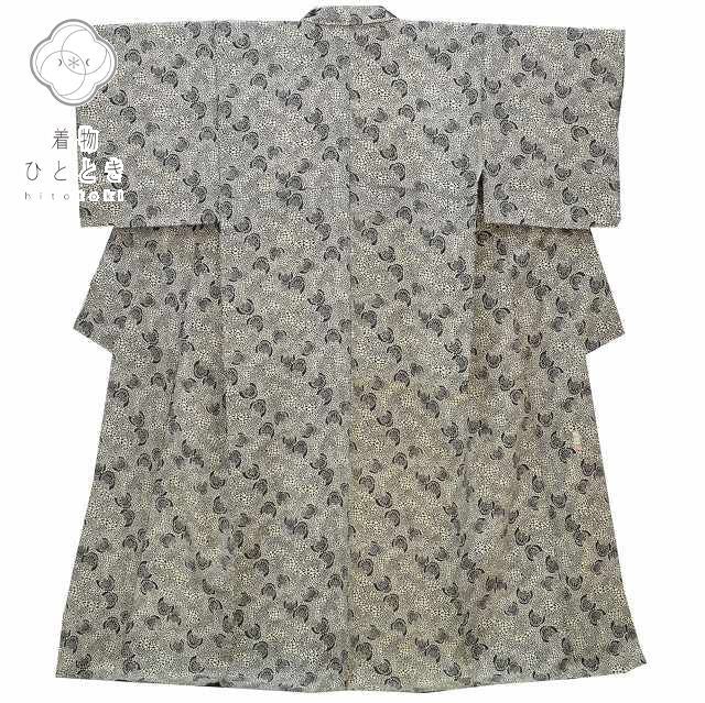 小紋 身丈161cm 裄丈64cm 正絹 L 白 鳥文様 qq2288b