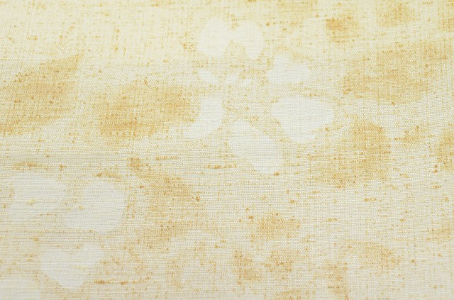Vintage Japanese Kimono | Tsumugi | Beige Silk | Botanical Floral | Size M | Sustainable | qq2326b