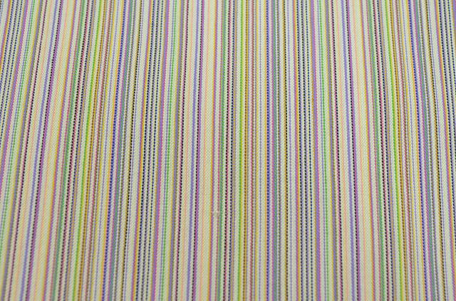 Vintage Japanese Kimono | Komon | Beige Green Purple Wool Blend | Stripe Pattern | Unlined | Size M | Sustainable | qq2378b