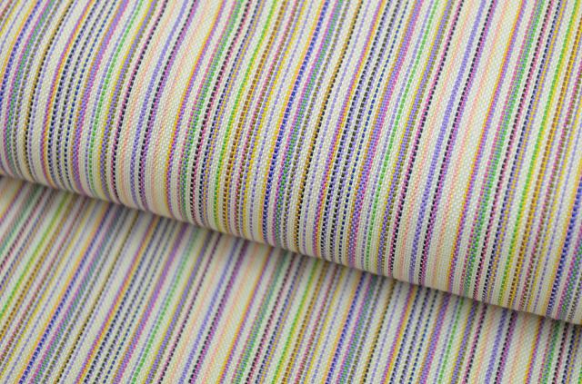 Vintage Japanese Kimono | Komon | Beige Green Purple Wool Blend | Stripe Pattern | Unlined | Size M | Sustainable | qq2378b