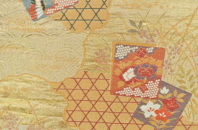 Vintage Japanese Obi | Japanese Fukuro Obi Belt | Gold Silk | Classical Pattern | Formal | Sustainable | rr0015b