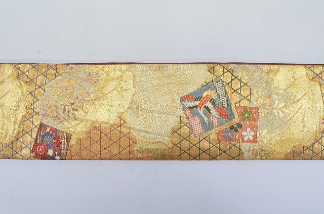 Vintage Japanese Obi | Japanese Fukuro Obi Belt | Gold Silk | Classical Pattern | Formal | Sustainable | rr0015b