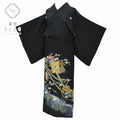 Vintage Japanese Kimono | Black Tomesode Kimono | 100% Silk | Five Family Crests | Wedding | Size SS | Sustainable | rr0018b