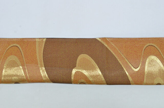 Vintage Japanese Obi | Fukuro Obi Belt | Brown Gold Silk Blend | Stream Pattern | Formal | Sustainable | rr0021b