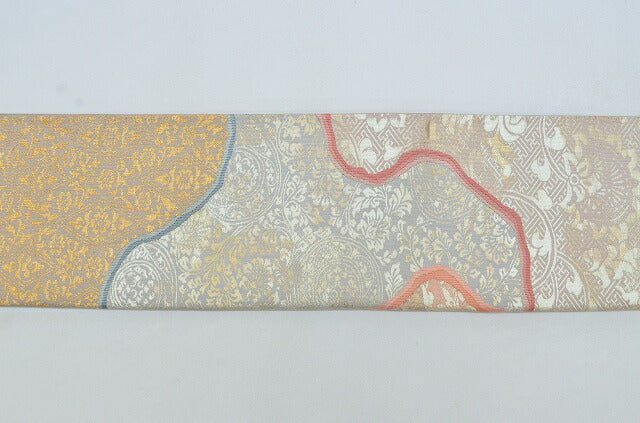 Vintage Japanese Obi | Fukuro Obi Belt | Purple Silk | Arabesque Pattern | Tsuzure Weave | Formal | Sustainable | rr0025b