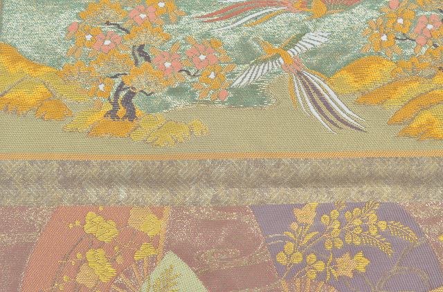Vintage Japanese Obi | Fukuro Obi Belt | Deep Purple Silk | Crane Fan Auspicious Pattern | Formal | Sustainable | rr0028b