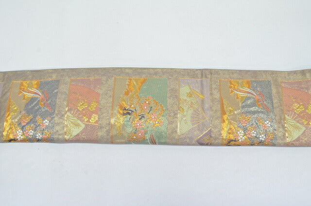 Vintage Japanese Obi | Fukuro Obi Belt | Deep Purple Silk | Crane Fan Auspicious Pattern | Formal | Sustainable | rr0028b