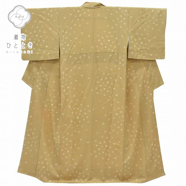 Vintage Japanese Kimono | Komon Kimono | Light Brown Silk Crepe | Small Floral Pattern | Size M | Sustainable | rr0034b
