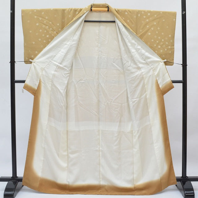Vintage Japanese Kimono | Komon Kimono | Light Brown Silk Crepe | Small Floral Pattern | Size M | Sustainable | rr0034b