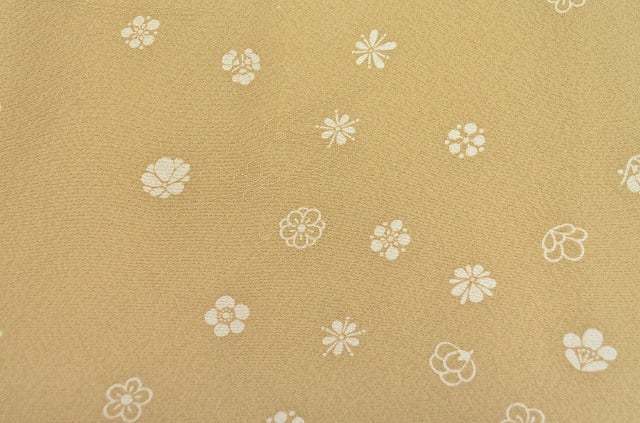 Vintage Japanese Kimono | Komon Kimono | Light Brown Silk Crepe | Small Floral Pattern | Size M | Sustainable | rr0034b