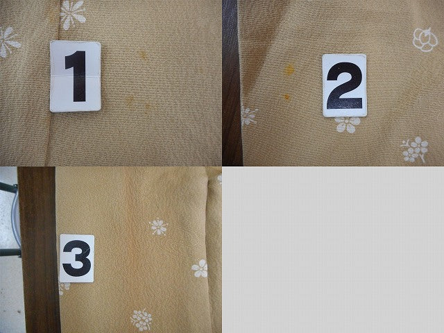 Vintage Japanese Kimono | Komon Kimono | Light Brown Silk Crepe | Small Floral Pattern | Size M | Sustainable | rr0034b