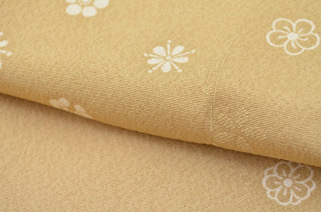 Vintage Japanese Kimono | Komon Kimono | Light Brown Silk Crepe | Small Floral Pattern | Size M | Sustainable | rr0034b