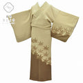 Vintage Japanese Kimono | Houmongi Kimono | Light Brown Silk | Maple Leaf Pattern | Size S | Sustainable | rr0077b