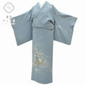 Vintage Japanese Kimono | Houmongi Kimono | Blue Silk | Botanical Pattern | Size S | Sustainable | rr0106b