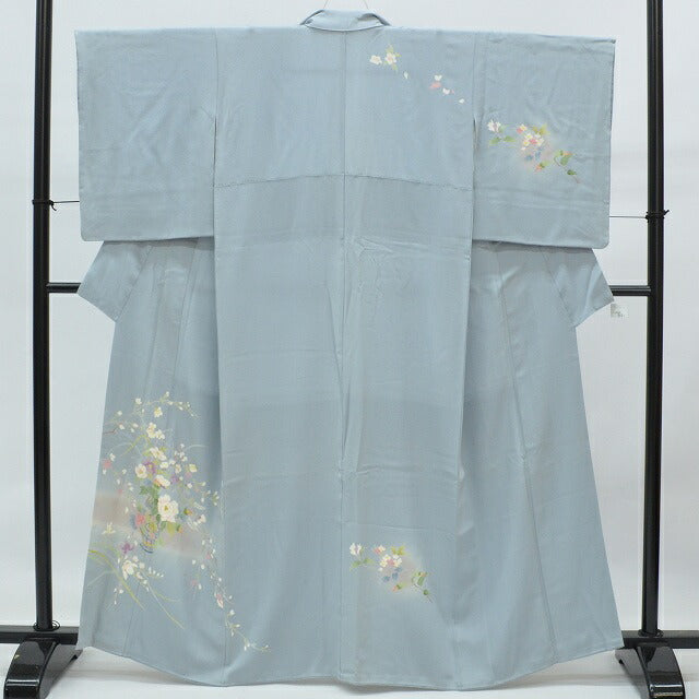 Vintage Japanese Kimono | Houmongi Kimono | Blue Silk | Botanical Pattern | Size S | Sustainable | rr0106b