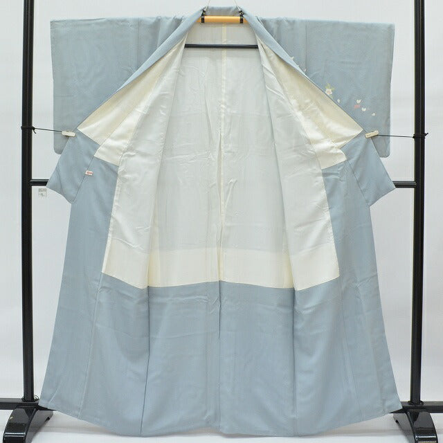 Vintage Japanese Kimono | Houmongi Kimono | Blue Silk | Botanical Pattern | Size S | Sustainable | rr0106b
