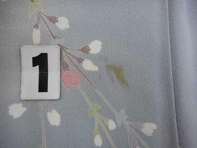 Vintage Japanese Kimono | Houmongi Kimono | Blue Silk | Botanical Pattern | Size S | Sustainable | rr0106b