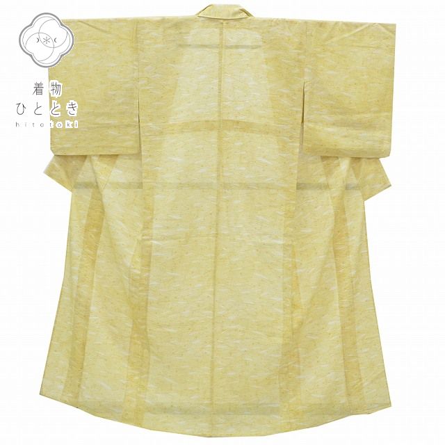 Vintage Japanese Kimono | Komon Kimono | Yellow Silk Ro | Wave Pattern | Summer | Size S | Sustainable | rr0137b
