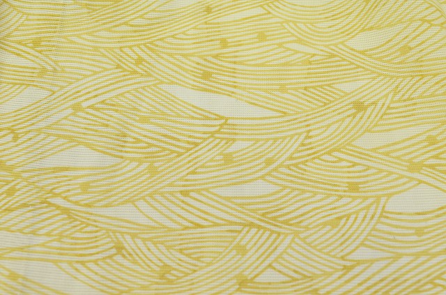 Vintage Japanese Kimono | Komon Kimono | Yellow Silk Ro | Wave Pattern | Summer | Size S | Sustainable | rr0137b