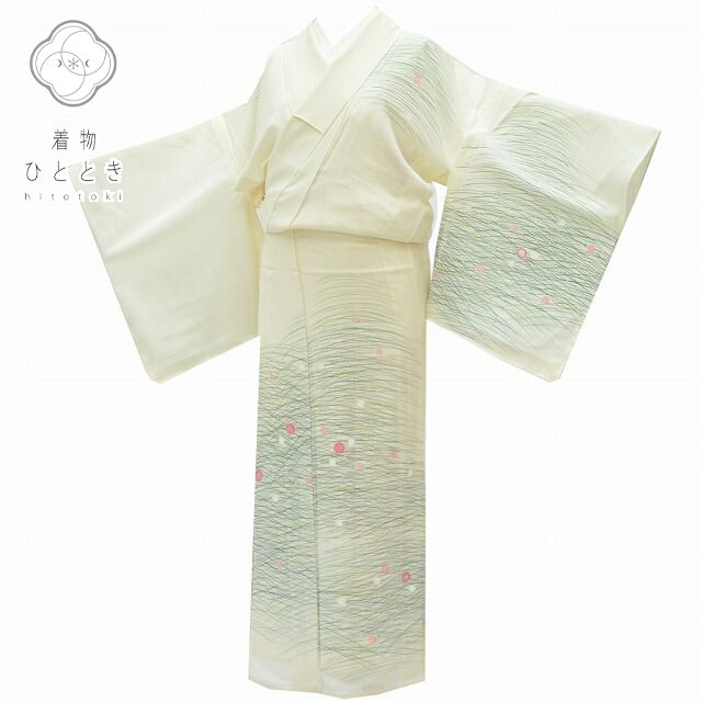 Vintage Japanese Kimono | Tsukesage Kimono | White Silk Ro | Abstract Pattern | Summer | Size M | Sustainable | rr0158b