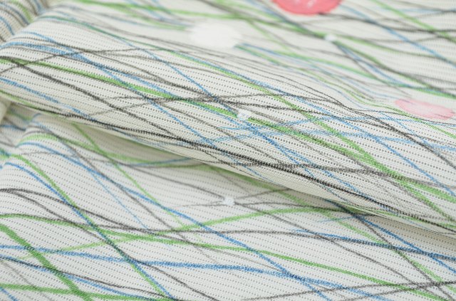 Vintage Japanese Kimono | Tsukesage Kimono | White Silk Ro | Abstract Pattern | Summer | Size M | Sustainable | rr0158b